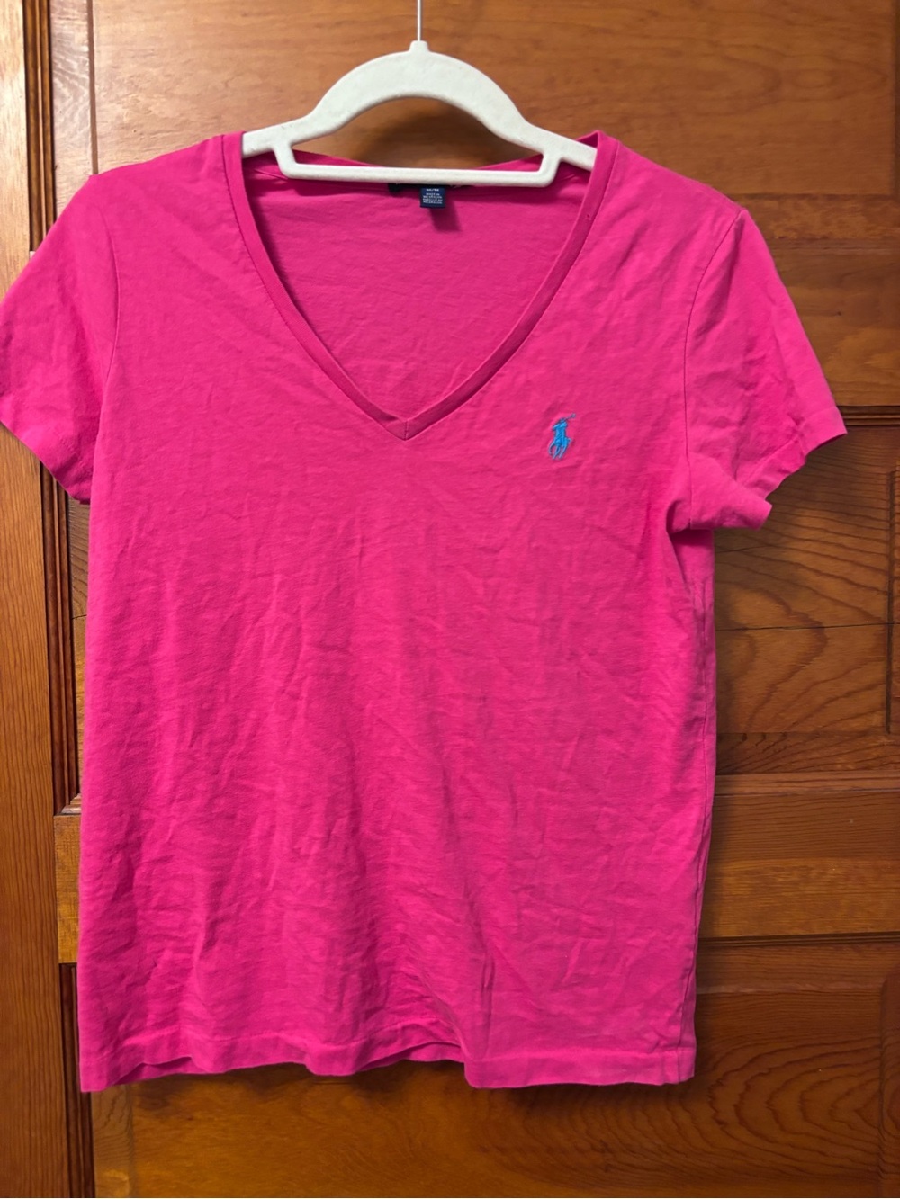 Ralph Lauren Hot Pink V-Neck Short Sleeve Tee